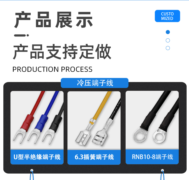 金豐盛電子專業(yè)加工定制PVC電子線、硅膠線、排線、電源線、端子線、LED照明線材、電池線、監(jiān)控設(shè)備線束、智能家居線束、美容儀線束、無人機線束、醫(yī)療器械線束、GPS定位器線束、PCB控制板連接線、電動玩具線束等各種機內(nèi)連接線束。